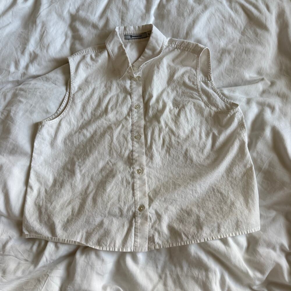 T by Alexander Wang Women Minimalist Luxury Sleeveless Button Shirt Size 0